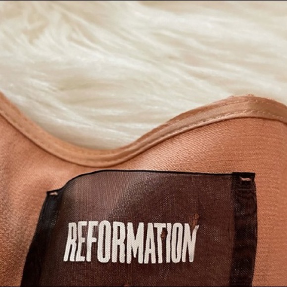 Reformation Peach satin deep neck mini dress - Picture 6 of 6